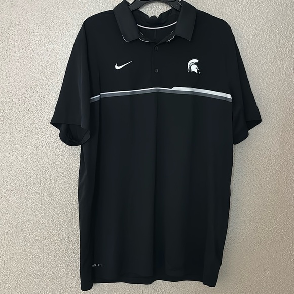 Men’s Michigan State University MSU Spartans Black Nike Dri-Fit Polo, XL - Picture 1 of 7